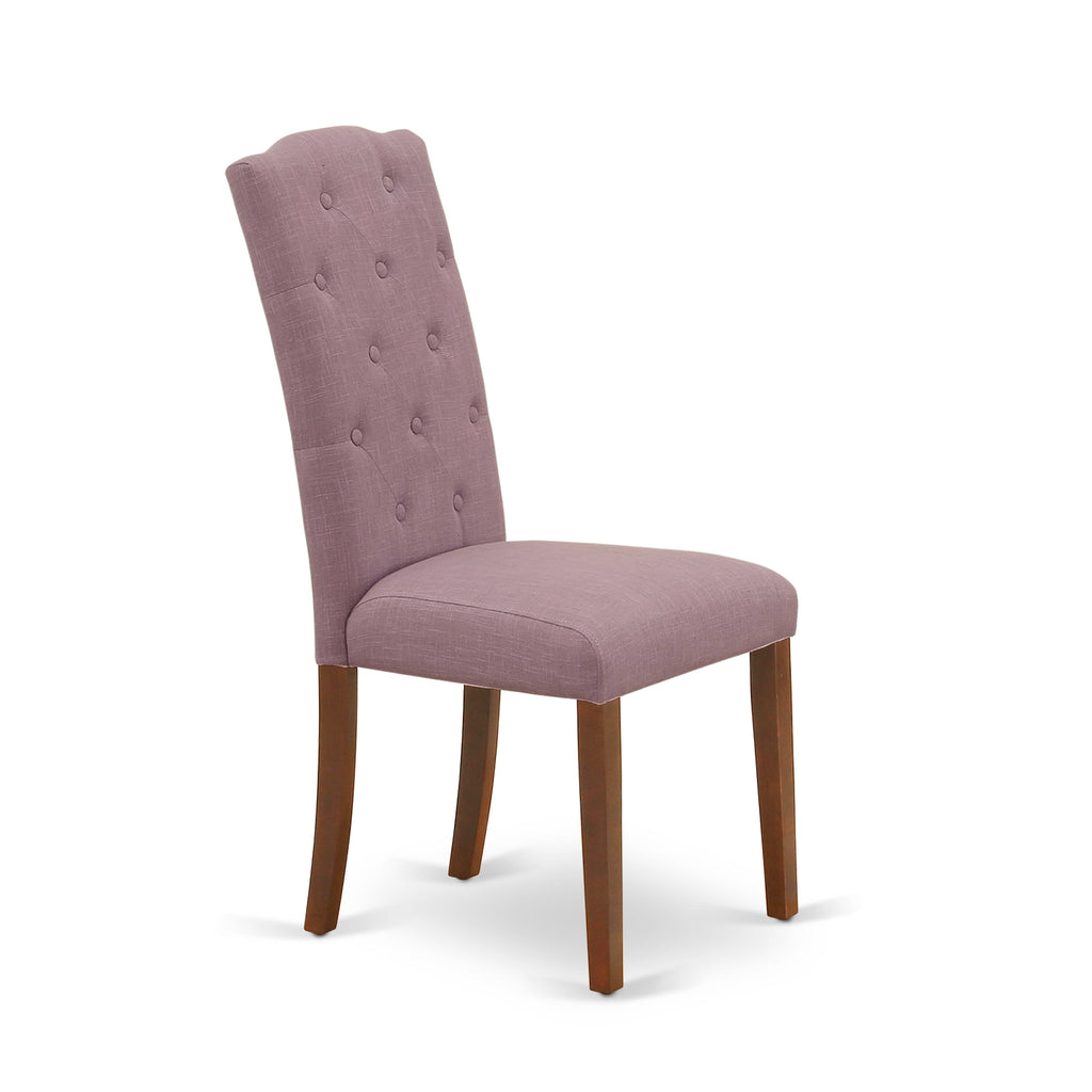 East West Furniture CEP3T10 Celina Parson Kitchen Chairs - Button Tufted Dahlia Linen Fabric Upholstered Dining Chairs