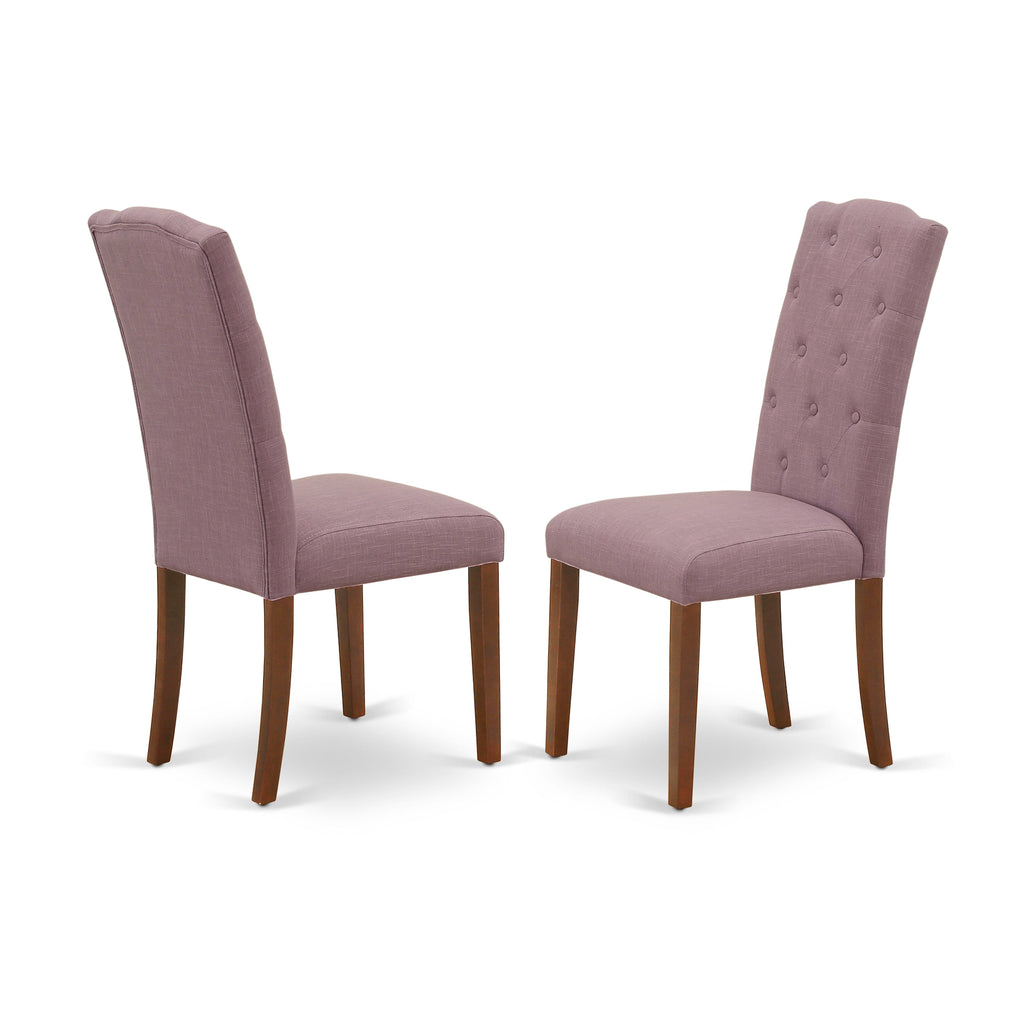 East West Furniture CEP3T10 Celina Parson Kitchen Chairs - Button Tufted Dahlia Linen Fabric Upholstered Dining Chairs