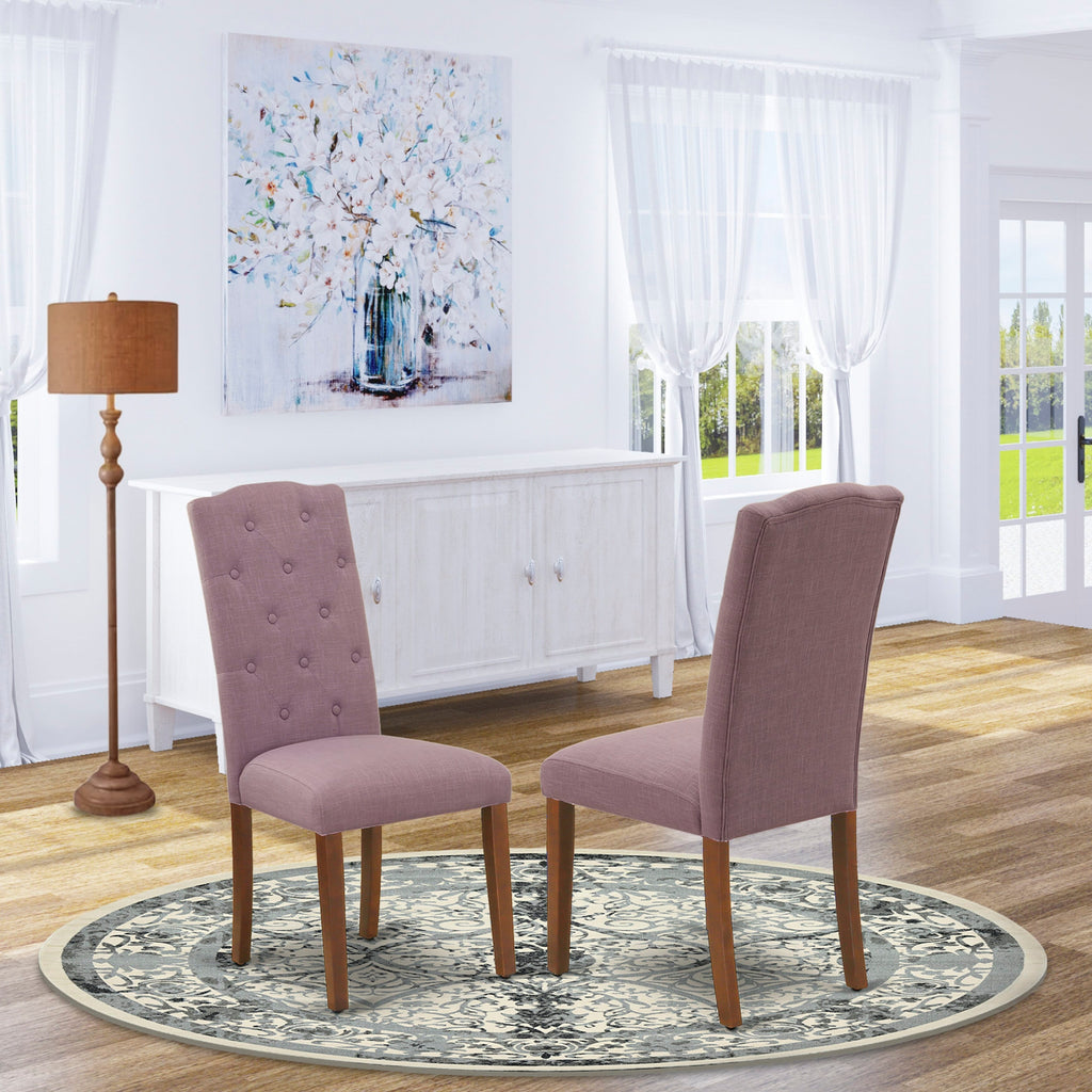 East West Furniture CEP3T10 Celina Parson Kitchen Chairs - Button Tufted Dahlia Linen Fabric Upholstered Dining Chairs