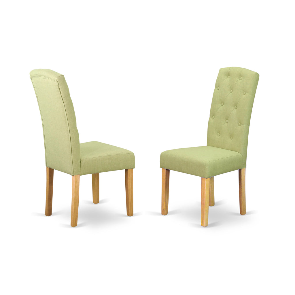 East West Furniture CEP4B07 Celina parson Chair with Oak Finish Leg and Linen fabric-Lime Light Color - Set of 2