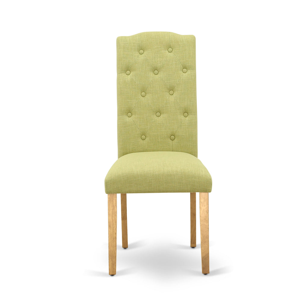 East West Furniture CEP4T07 Celina Parson Dining Room Chairs - Button Tufted Limelight Linen Fabric Upholstered Chairs