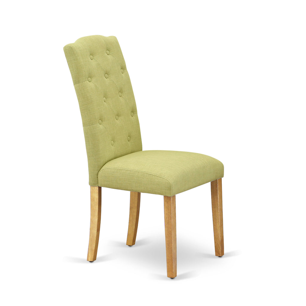 East West Furniture CEP4T07 Celina Parson Dining Room Chairs - Button Tufted Limelight Linen Fabric Upholstered Chairs