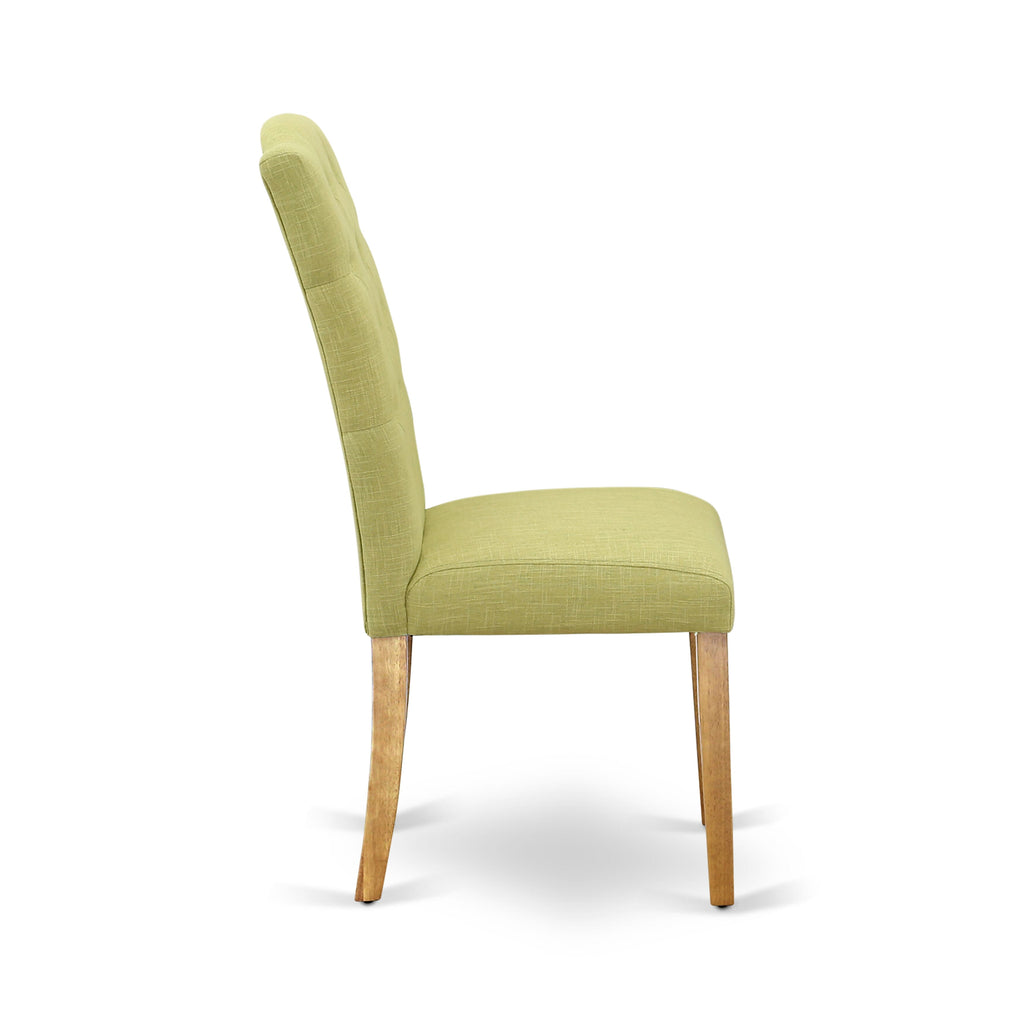 East West Furniture CEP4T07 Celina Parson Dining Room Chairs - Button Tufted Limelight Linen Fabric Upholstered Chairs