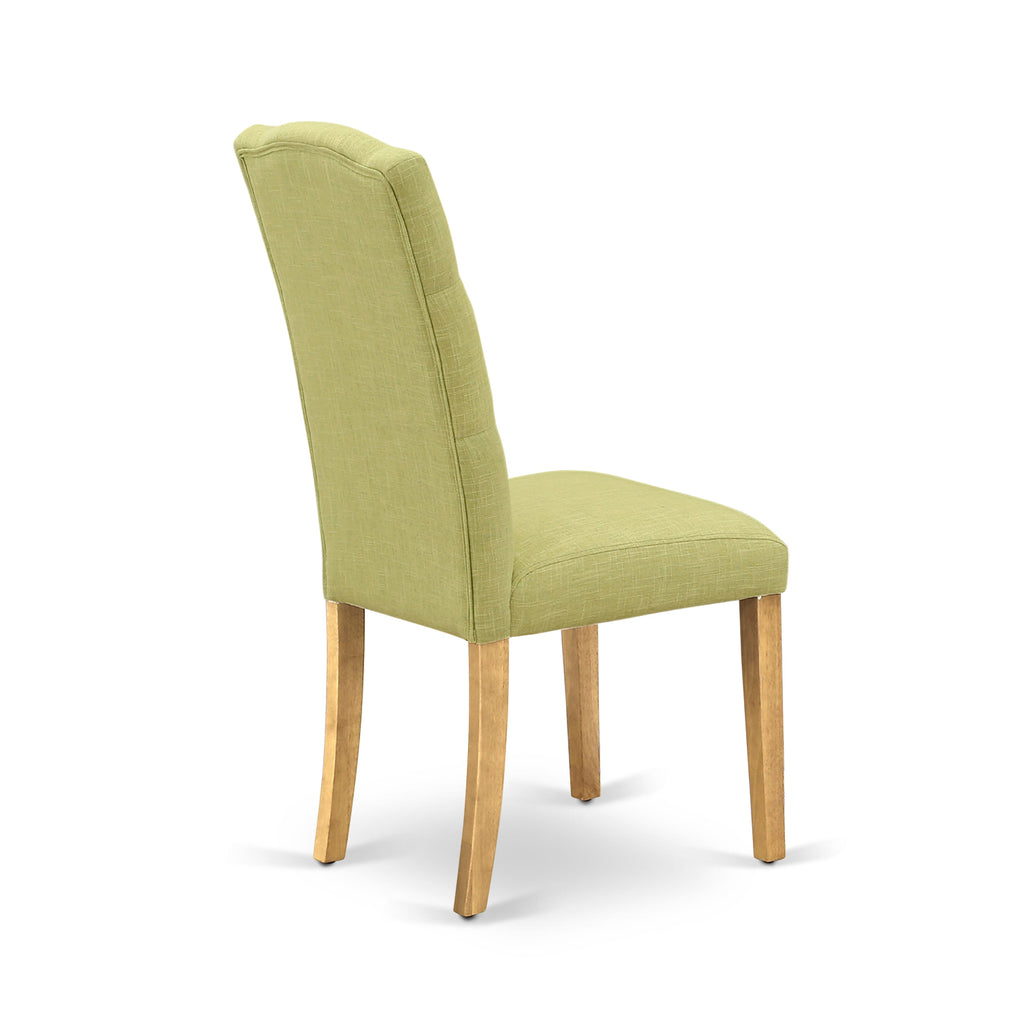 East West Furniture CEP4T07 Celina Parson Dining Room Chairs - Button Tufted Limelight Linen Fabric Upholstered Chairs