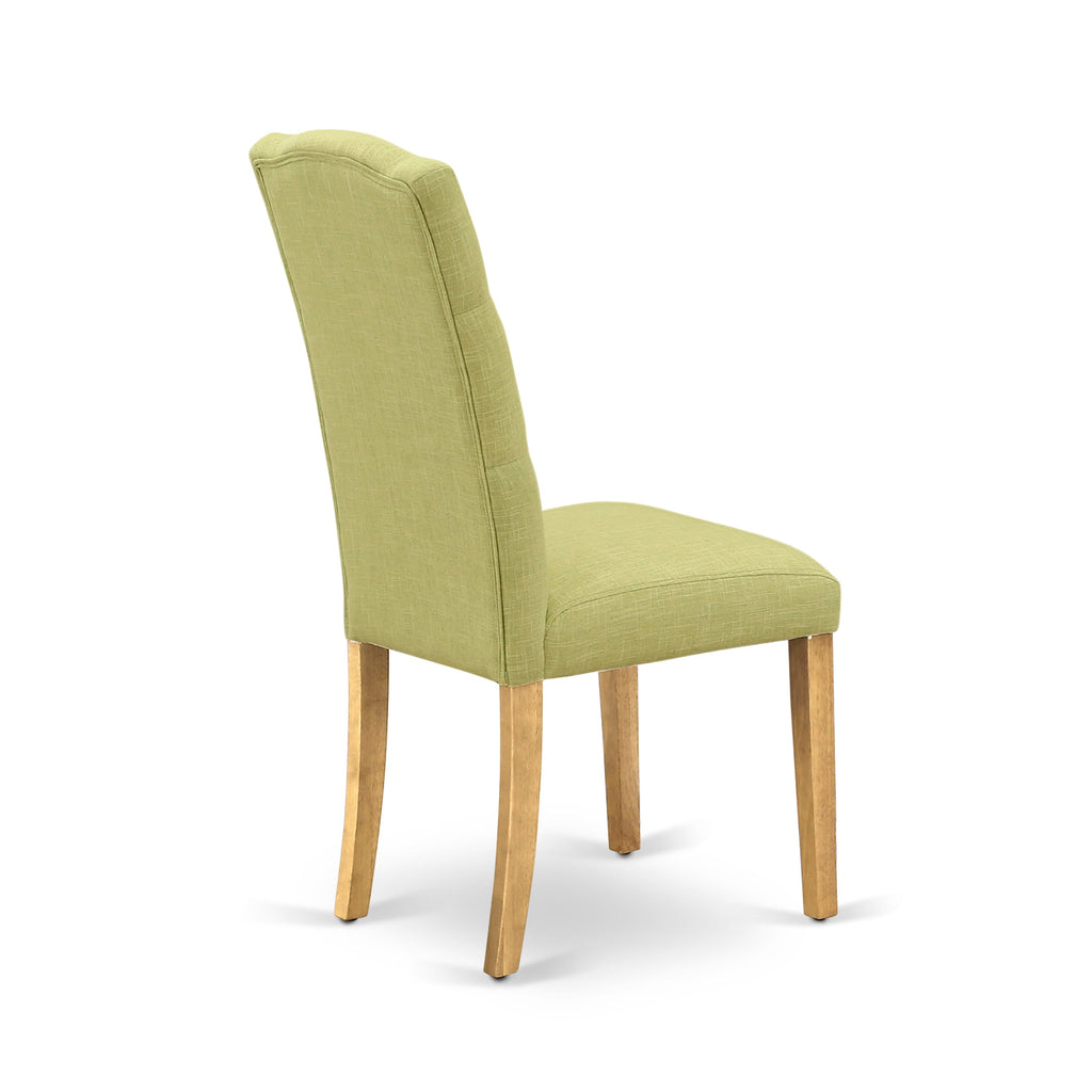 East West Furniture CEP4B07 Celina parson Chair with Oak Finish Leg and Linen fabric-Lime Light Color - Set of 2