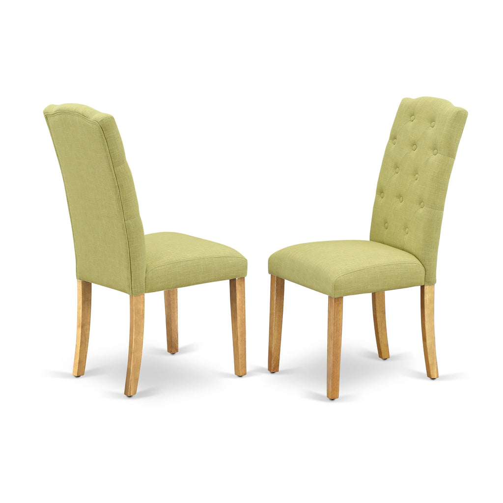 East West Furniture CEP4T07 Celina Parson Dining Room Chairs - Button Tufted Limelight Linen Fabric Upholstered Chairs