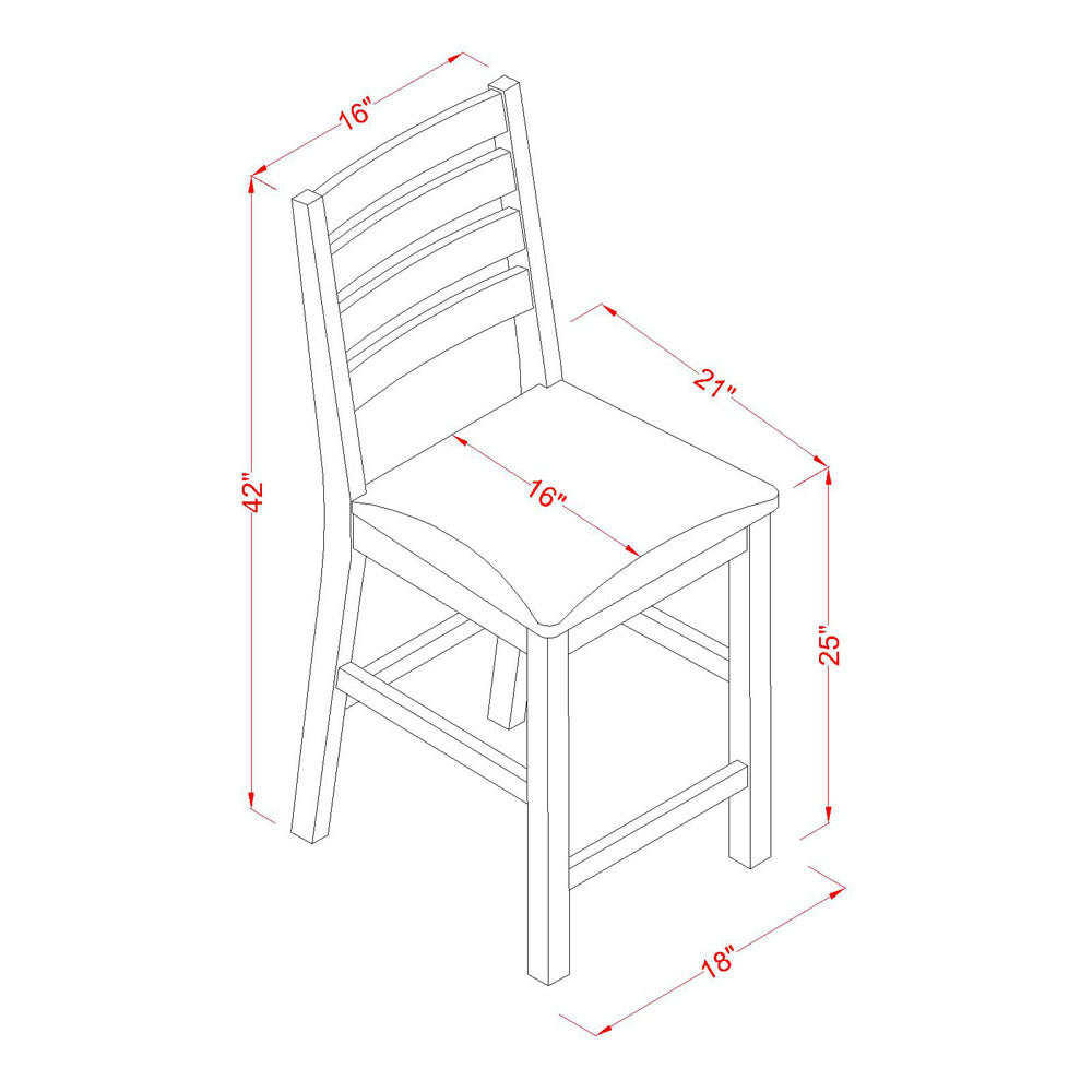 East West Furniture CACF5H-OAK-C 5 Piece Counter Height Dining Set Includes a Rectangle Kitchen Table and 4 Linen Fabric Upholstered Dining Chairs, 36x60 Inch, Oak