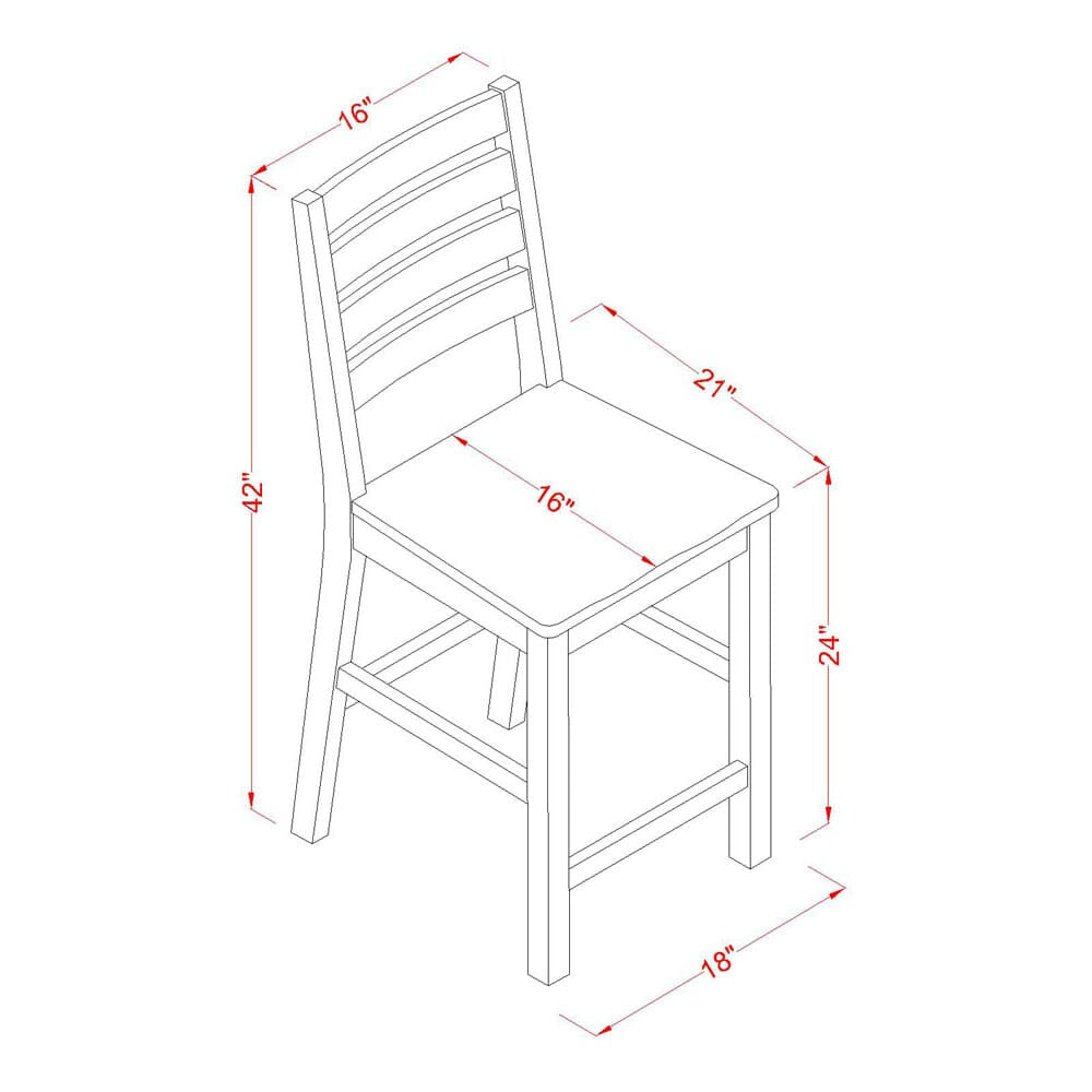 East West Furniture CFS-OAK-W CafÃ© Counter Height Dining Chairs - Ladder Back Wood Seat Chairs