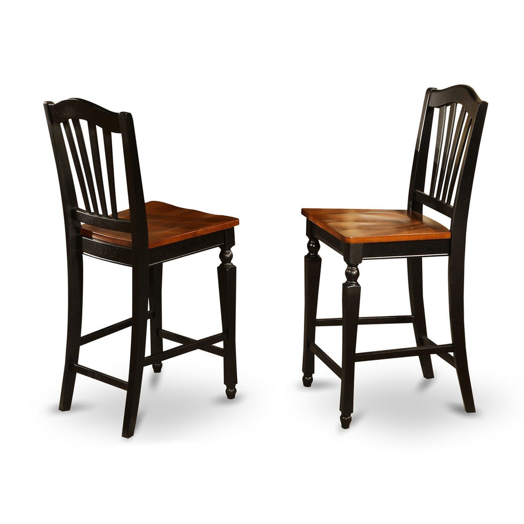 East West Furniture CHEL5-BLK-W 5 Piece Counter Height Dining Set Includes a Square Kitchen Table with Butterfly Leaf and 4 Dining Chairs, 54x54 Inch, Black & Cherry