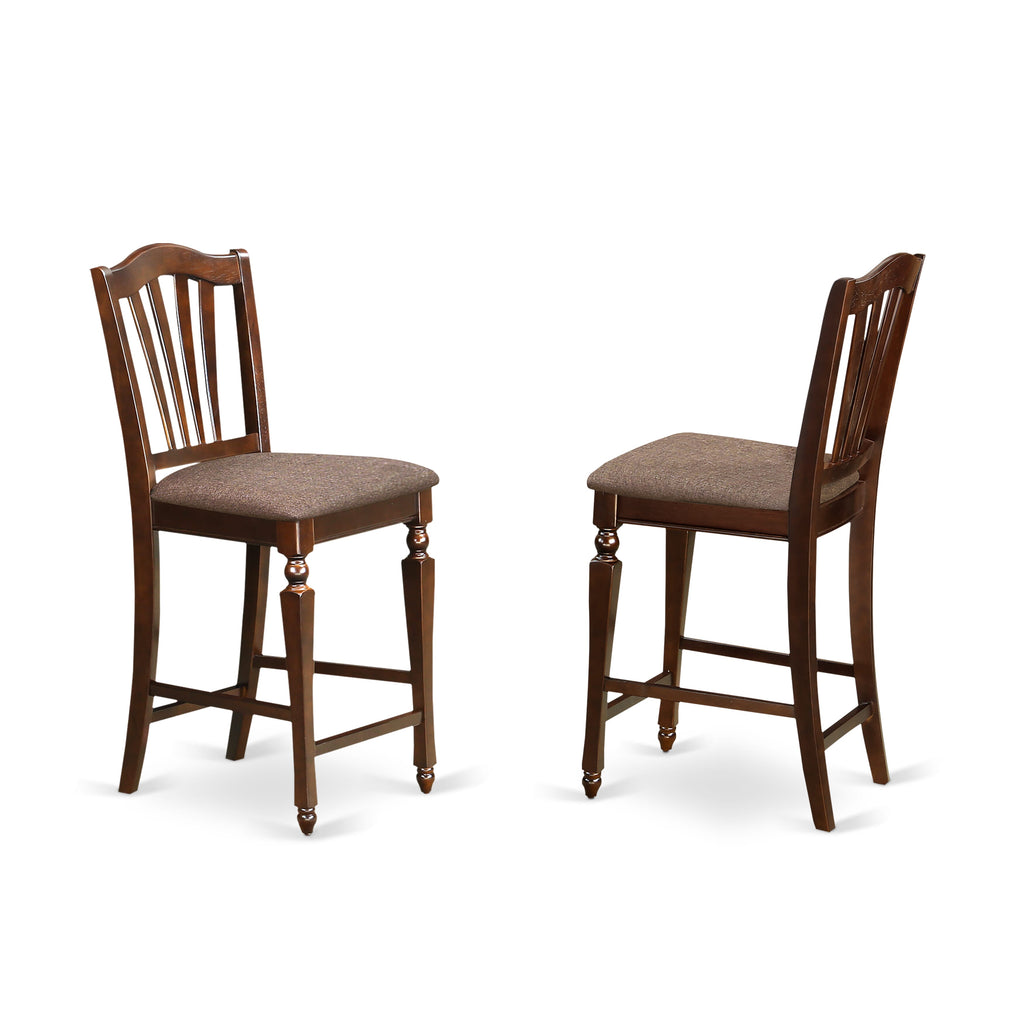 East West Furniture CHS-MAH-C Chelsea Counter Height Stools - Linen Fabric Upholstered Wood Dining Chairs