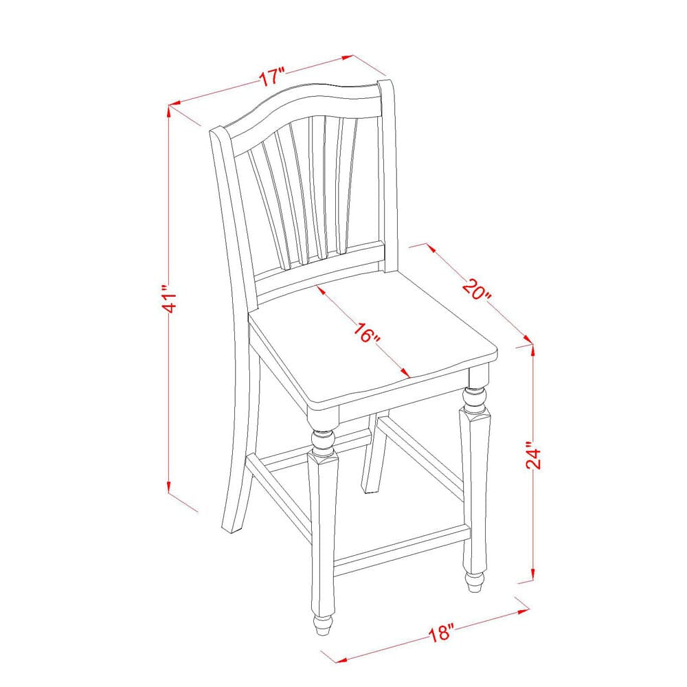 East West Furniture CHS-MAH-W Chelsea Counter Height Barstools - Slat Back Wooden Seat Chairs