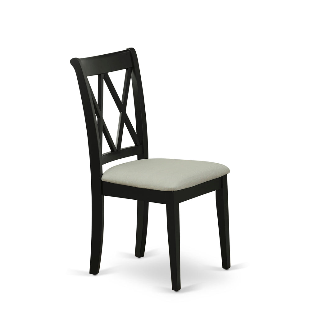 East West Furniture CLC-BLK-C Clarksville Dining Room Chairs - Linen Fabric Upholstered Wood Chairs