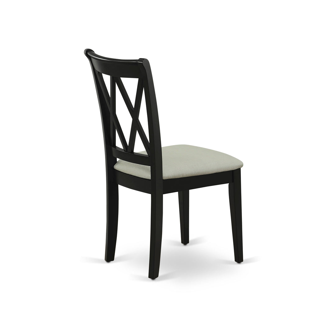 East West Furniture CLC-BLK-C Clarksville Dining Room Chairs - Linen Fabric Upholstered Wood Chairs