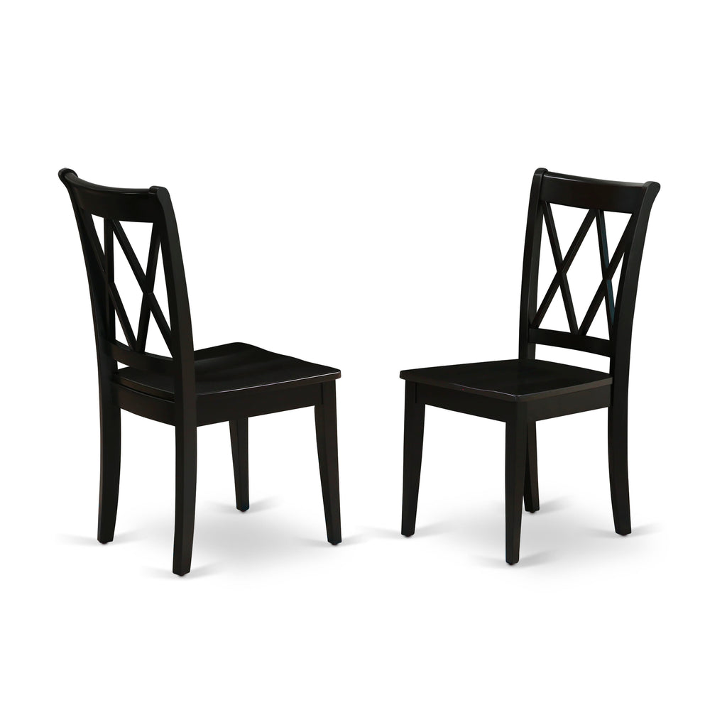 East West Furniture CLC-BLK-W Clarksville Dining Chairs - Double Cross Back Wooden Seat Chairs