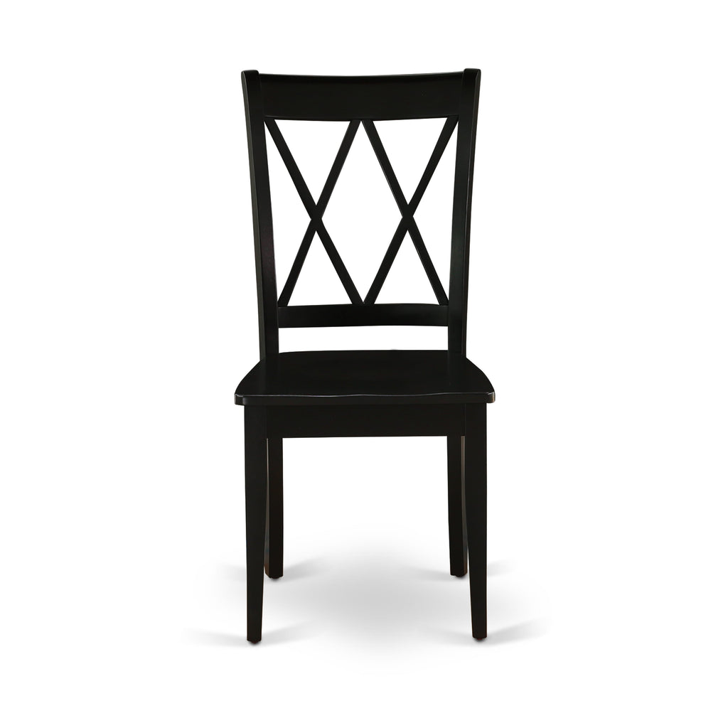 East West Furniture CLC-BLK-W Clarksville Dining Chairs - Double Cross Back Wooden Seat Chairs