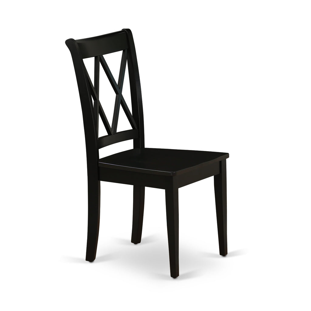 East West Furniture CLC-BLK-W Clarksville Dining Chairs - Double Cross Back Wooden Seat Chairs
