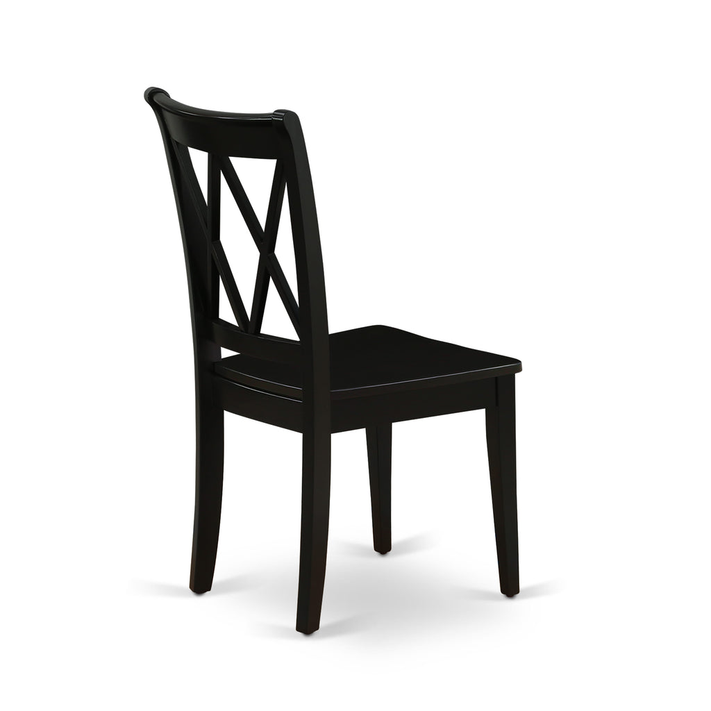 East West Furniture CLC-BLK-W Clarksville Dining Chairs - Double Cross Back Wooden Seat Chairs
