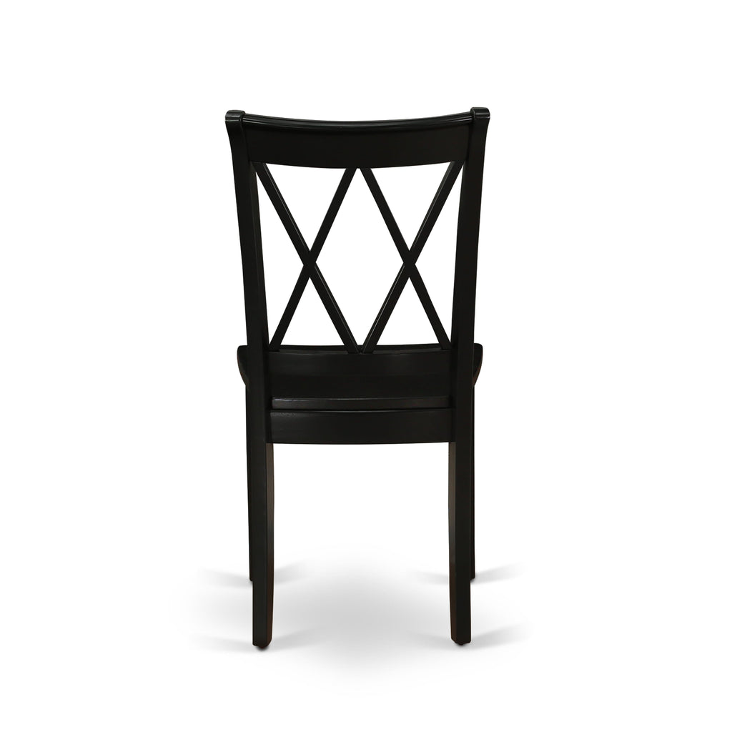 East West Furniture CLC-BLK-W Clarksville Dining Chairs - Double Cross Back Wooden Seat Chairs