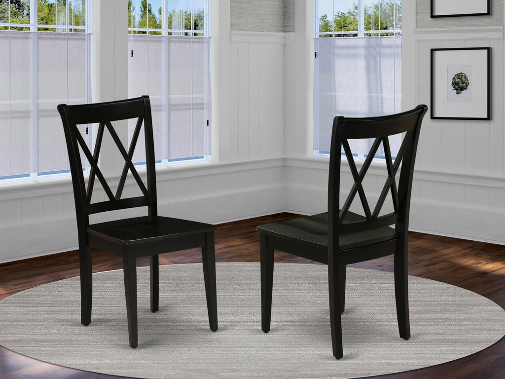 East West Furniture CLC-BLK-W Clarksville Dining Chairs - Double Cross Back Wooden Seat Chairs