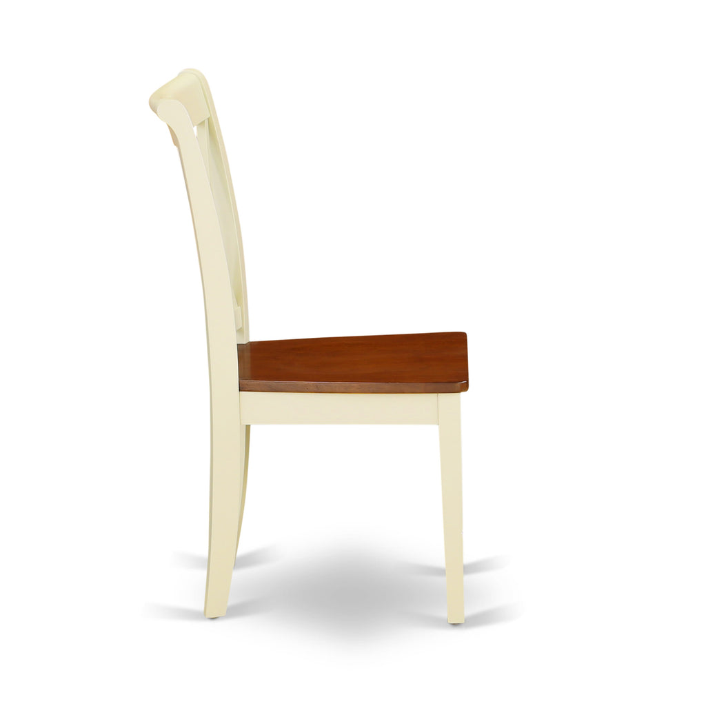 East West Furniture CLC-BMK-W Clarksville Dining Room Chairs - Double Cross Back Wood Seat Chairs