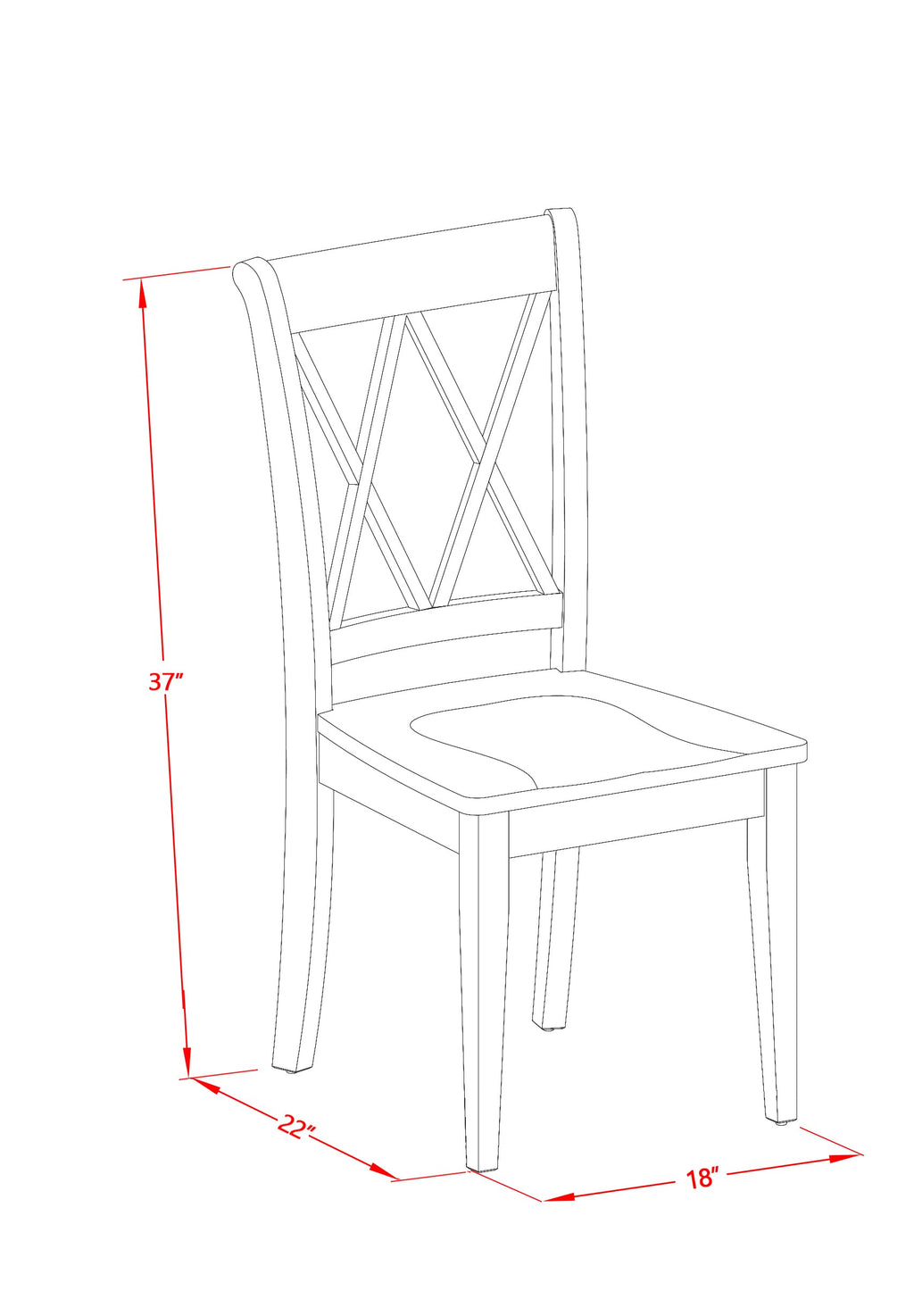 East West Furniture CLC-BMK-W Clarksville Dining Room Chairs - Double Cross Back Wood Seat Chairs