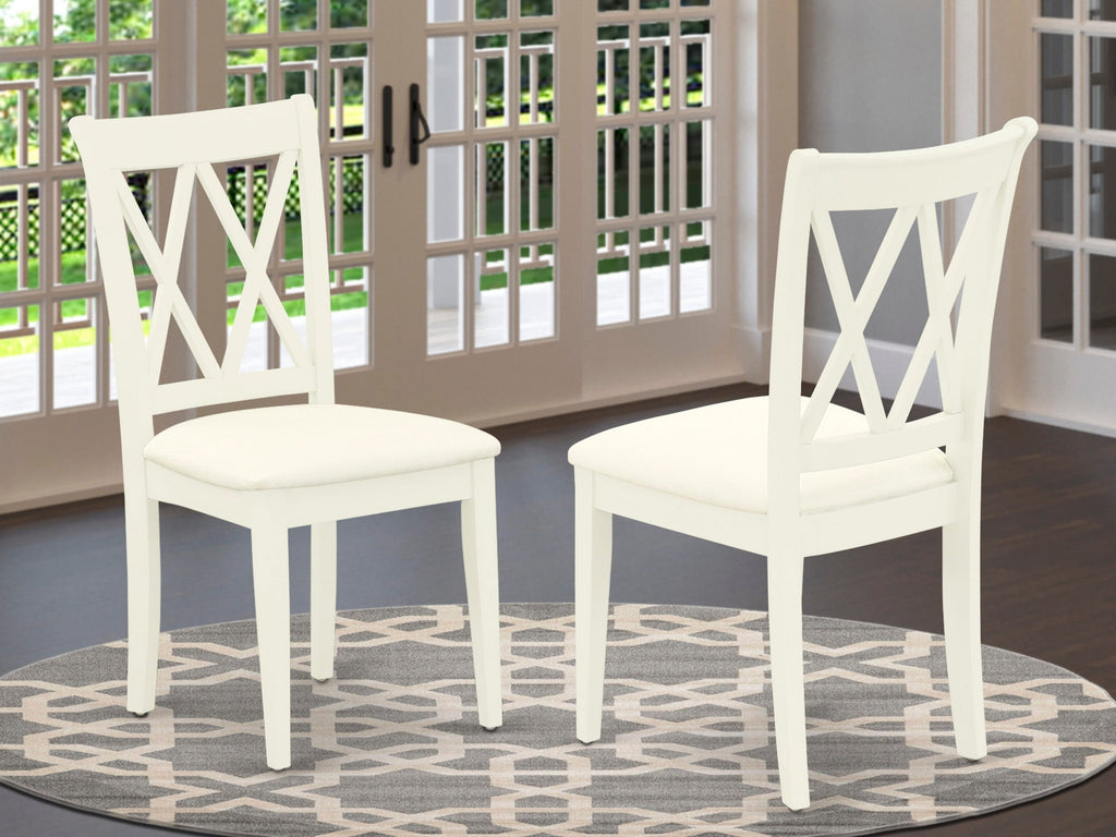 East West Furniture CLC-LWH-C Clarksville Kitchen Dining Chairs - Linen Fabric Upholstered Wood Chairs