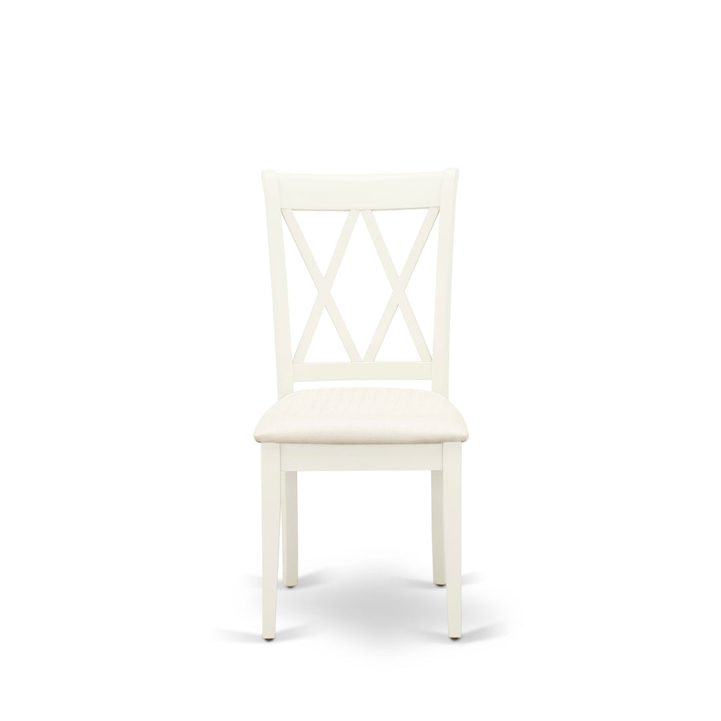 East West Furniture CLC-LWH-C Clarksville Kitchen Dining Chairs - Linen Fabric Upholstered Wood Chairs