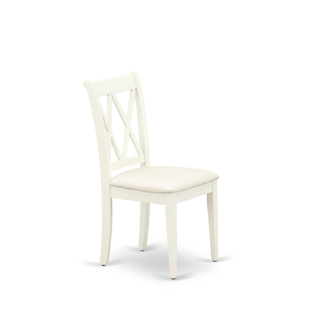 East West Furniture CLC-LWH-C Clarksville Kitchen Dining Chairs - Linen Fabric Upholstered Wood Chairs