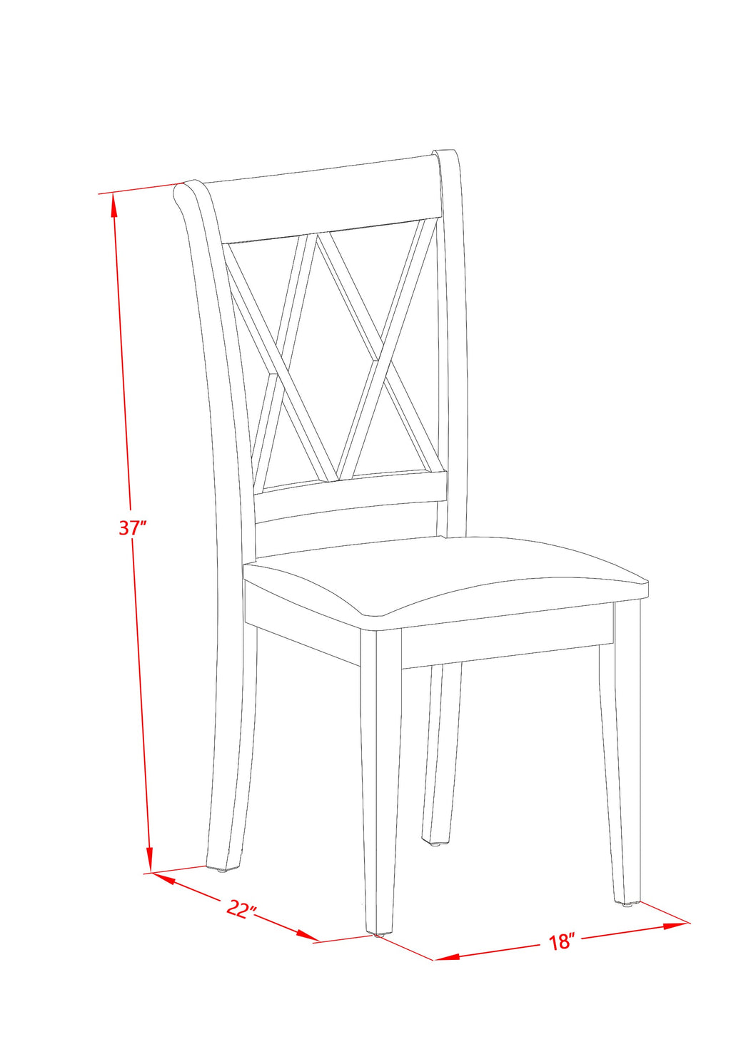 East West Furniture CLC-LWH-C Clarksville Kitchen Dining Chairs - Linen Fabric Upholstered Wood Chairs
