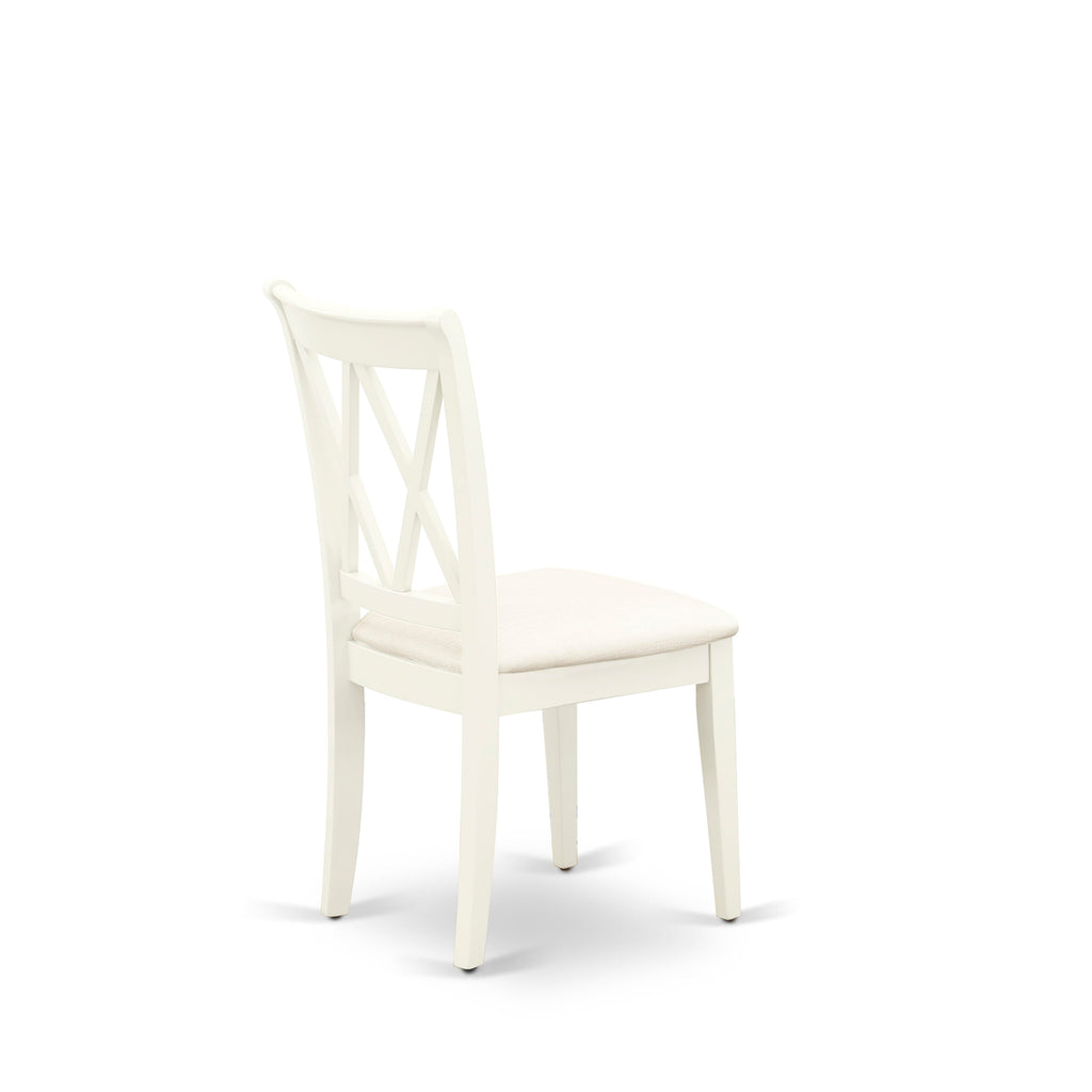 East West Furniture CLC-LWH-C Clarksville Kitchen Dining Chairs - Linen Fabric Upholstered Wood Chairs