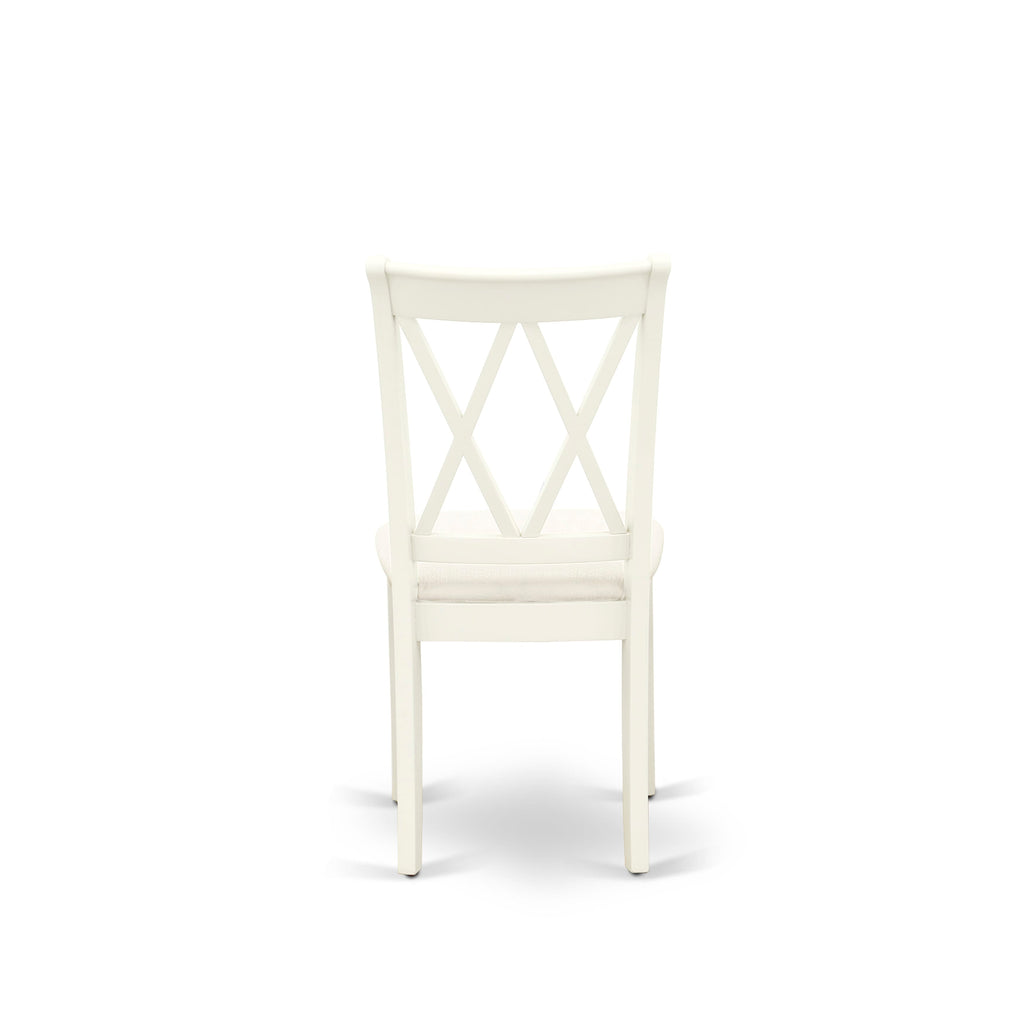 East West Furniture CLC-LWH-C Clarksville Kitchen Dining Chairs - Linen Fabric Upholstered Wood Chairs