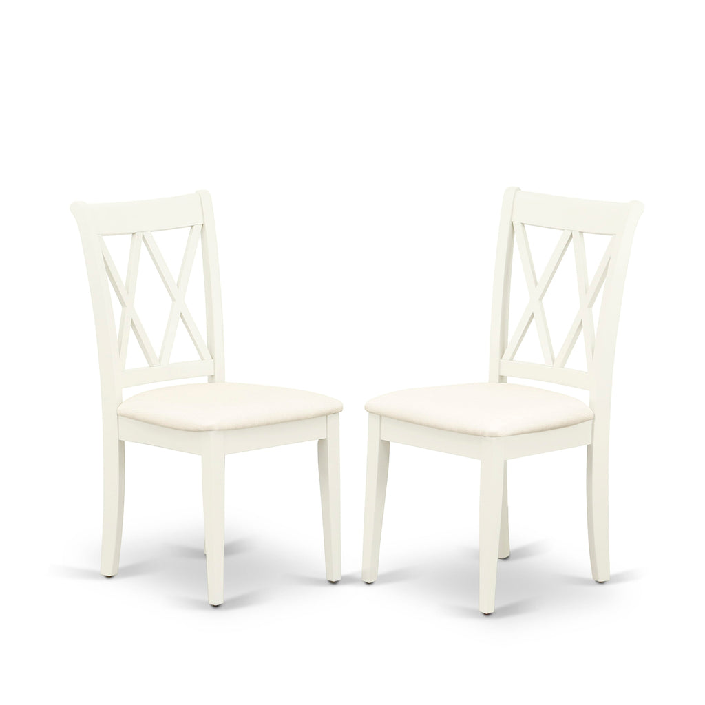 East West Furniture CLC-LWH-C Clarksville Kitchen Dining Chairs - Linen Fabric Upholstered Wood Chairs