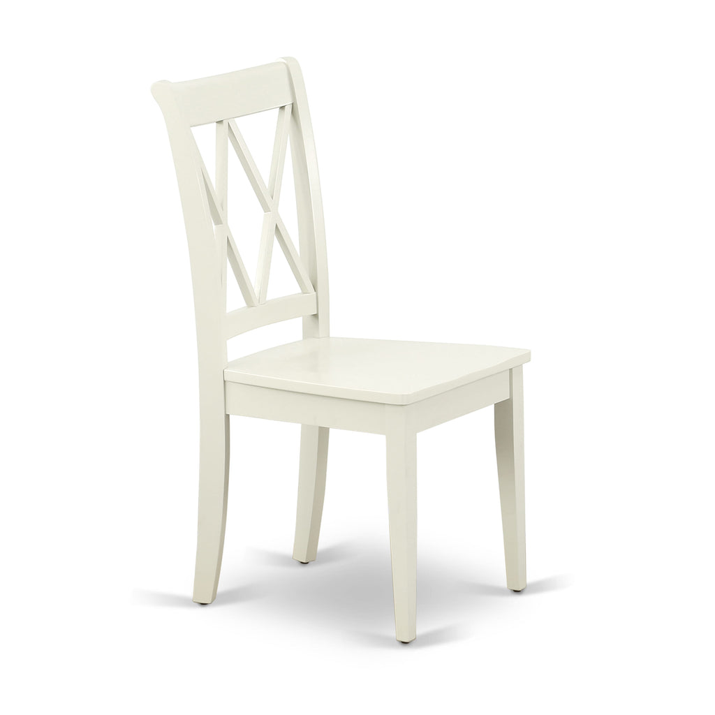 East West Furniture CLC-LWH-W Clarksville Dining Room Chairs - Double Cross Back Wood Seat Chairs