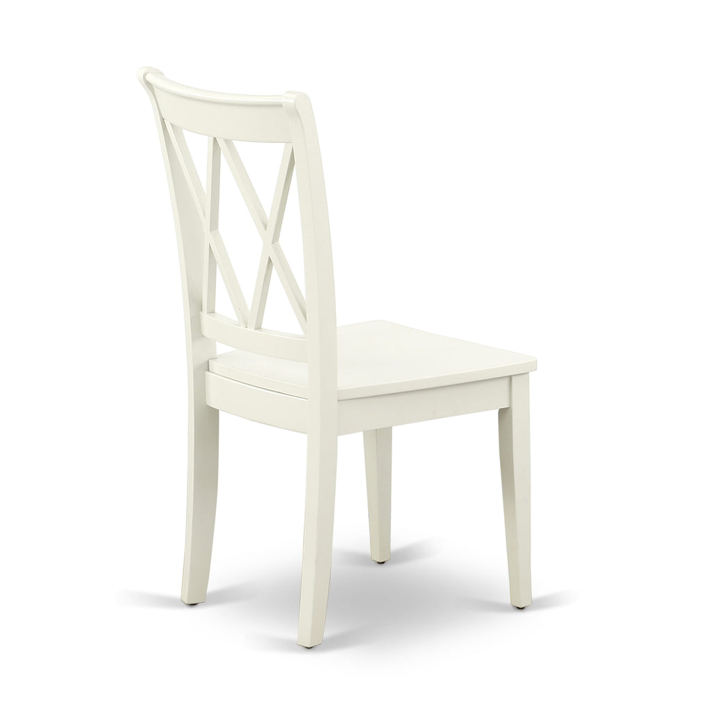 East West Furniture CLC-LWH-W Clarksville Dining Room Chairs - Double Cross Back Wood Seat Chairs