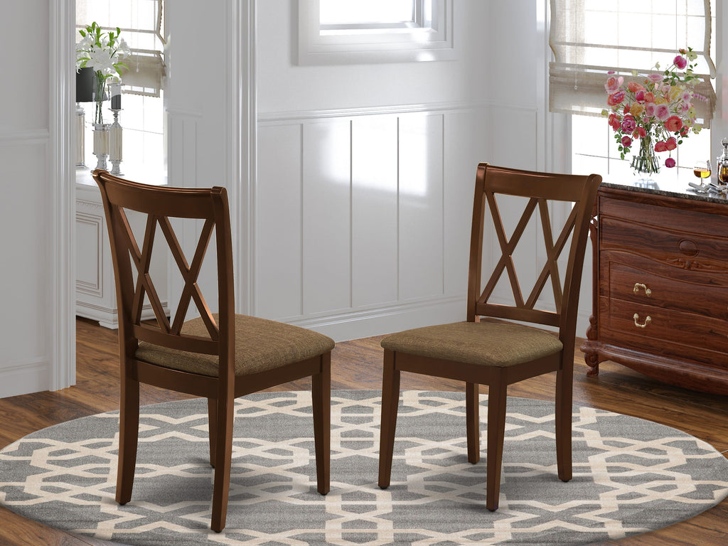 East West Furniture CLC-MAH-C Clarksville Dinette Chairs - Linen Fabric Upholstered Wood Chairs