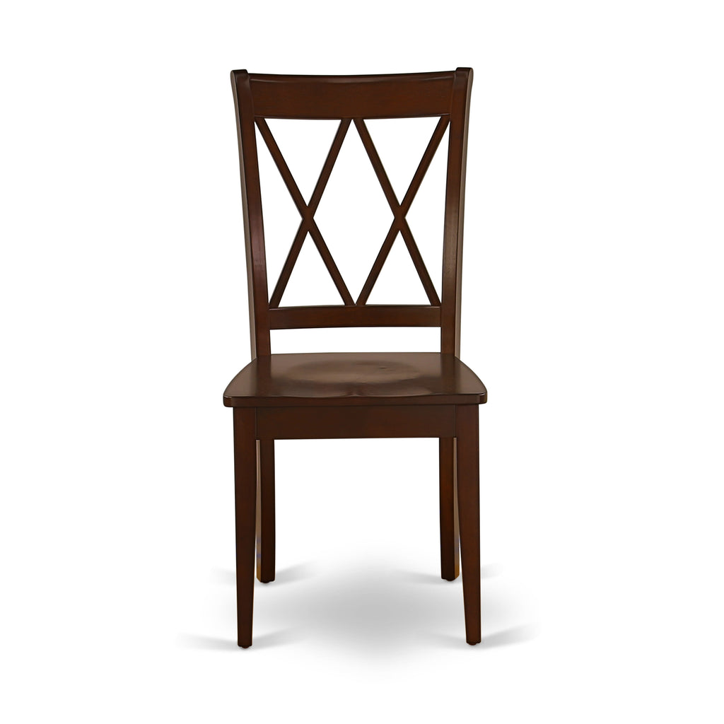 East West Furniture CLC-MAH-W Clarksville Dining Chairs - Double Cross Back Solid Wood Seat Chairs