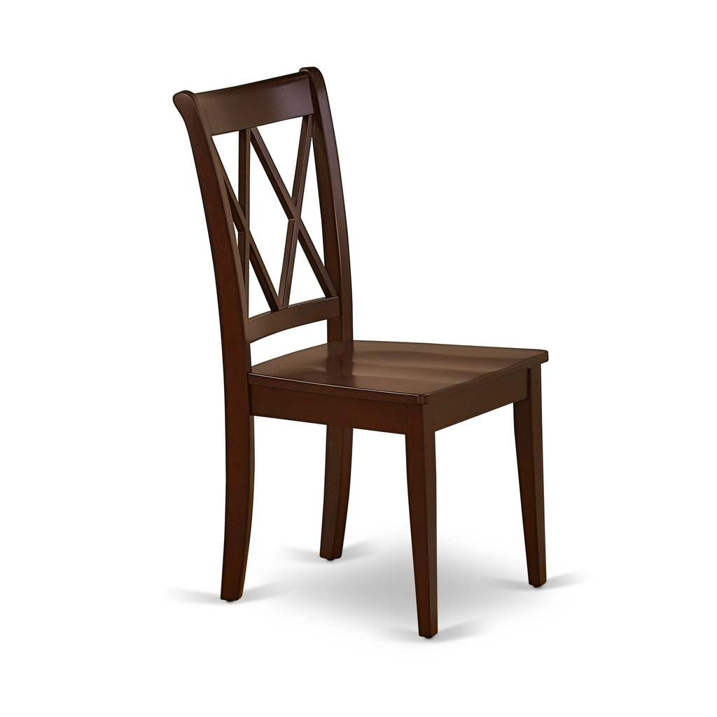 East West Furniture CLC-MAH-W Clarksville Dining Chairs - Double Cross Back Solid Wood Seat Chairs