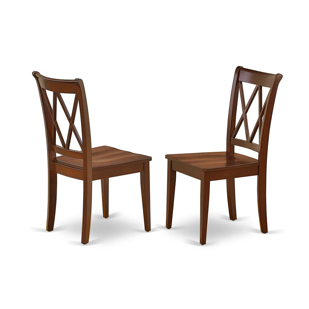 East West Furniture CLC-MAH-W Clarksville Dining Chairs - Double Cross Back Solid Wood Seat Chairs