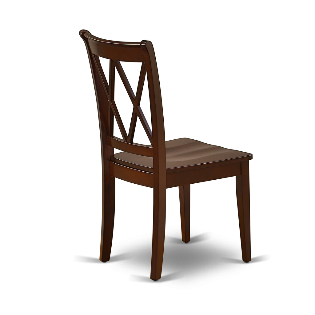 East West Furniture CLC-MAH-W Clarksville Dining Chairs - Double Cross Back Solid Wood Seat Chairs