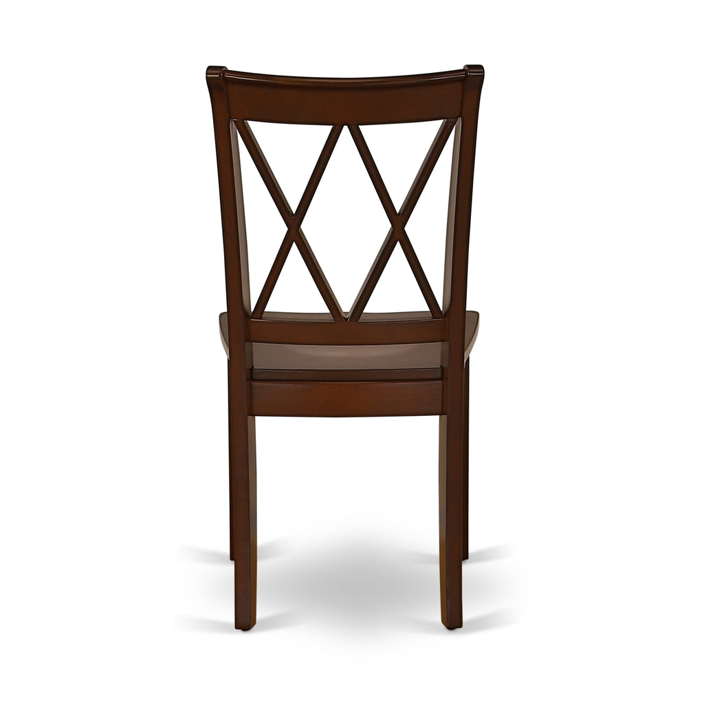 East West Furniture CLC-MAH-W Clarksville Dining Chairs - Double Cross Back Solid Wood Seat Chairs
