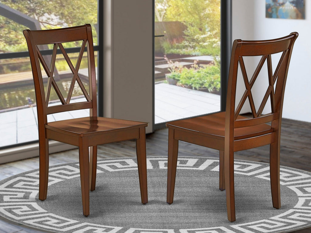 East West Furniture CLC-MAH-W Clarksville Dining Chairs - Double Cross Back Solid Wood Seat Chairs
