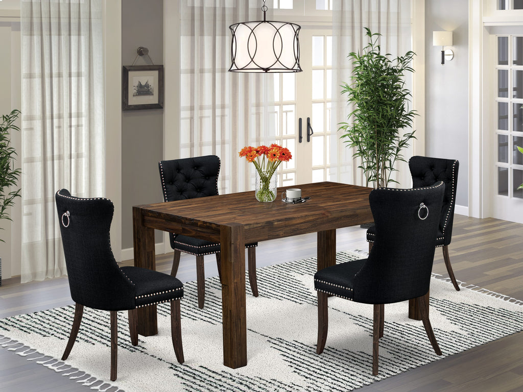 East West Furniture CNDA5-07-T24 5 Piece Kitchen Table Set Consists of a Rectangle Rustic Wood Dining Table and 4 Padded Chairs, 36x60 Inch, Distressed Jacobean