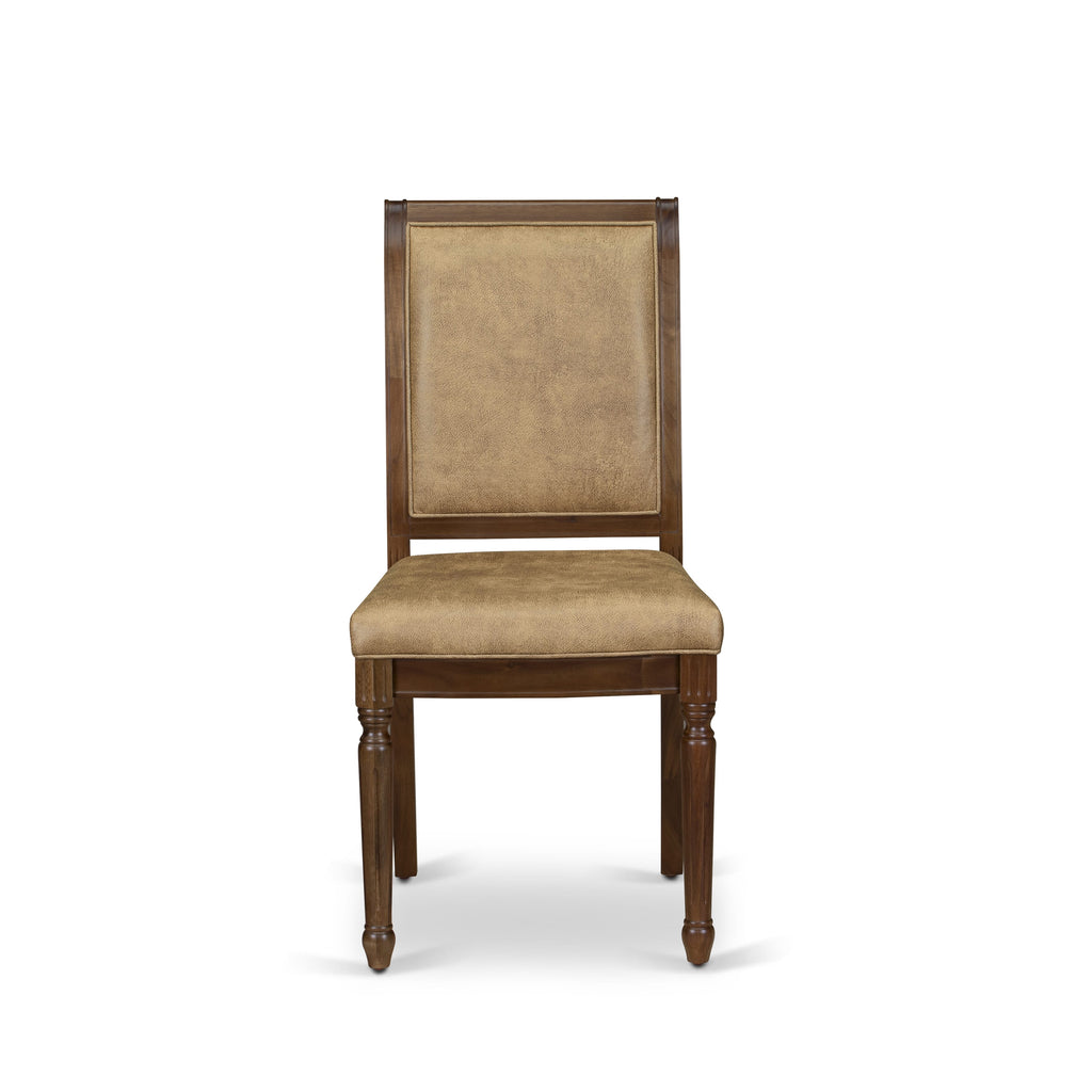 Luxe by East West Furniture - CYC-AWA-28 - Modern Dining Chairs with BeigePU Leather Padded Chairs, set of 2, Antique Walnut Finish