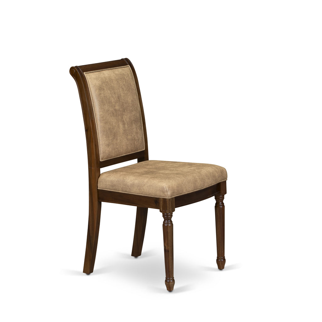 Luxe by East West Furniture - CYC-AWA-28 - Modern Dining Chairs with BeigePU Leather Padded Chairs, set of 2, Antique Walnut Finish