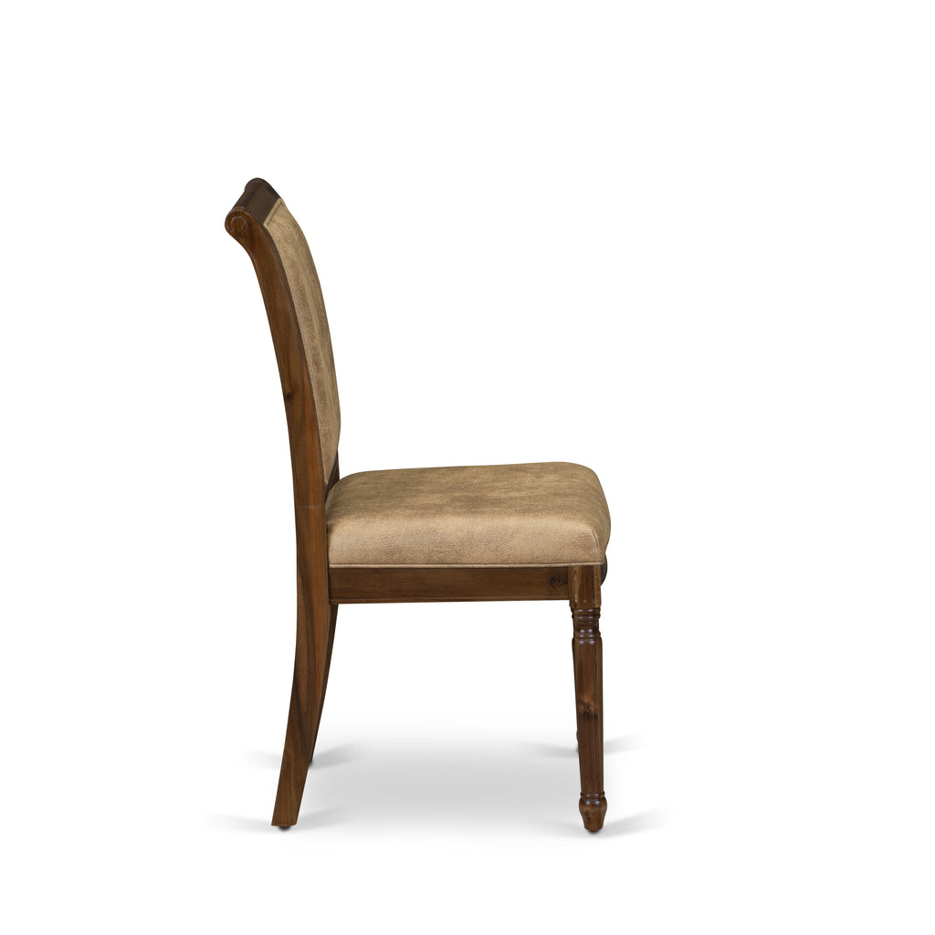 Luxe by East West Furniture - CYC-AWA-28 - Modern Dining Chairs with BeigePU Leather Padded Chairs, set of 2, Antique Walnut Finish