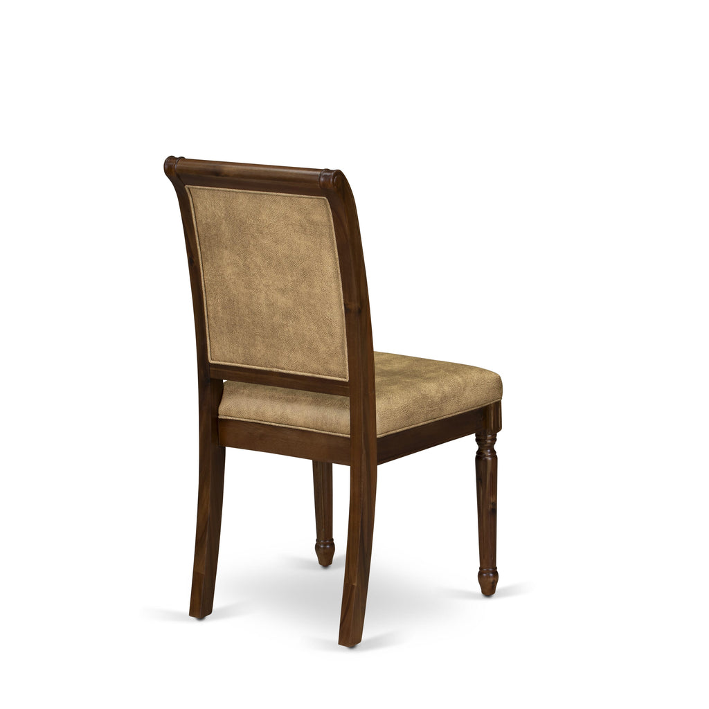 Luxe by East West Furniture - CYC-AWA-28 - Modern Dining Chairs with BeigePU Leather Padded Chairs, set of 2, Antique Walnut Finish