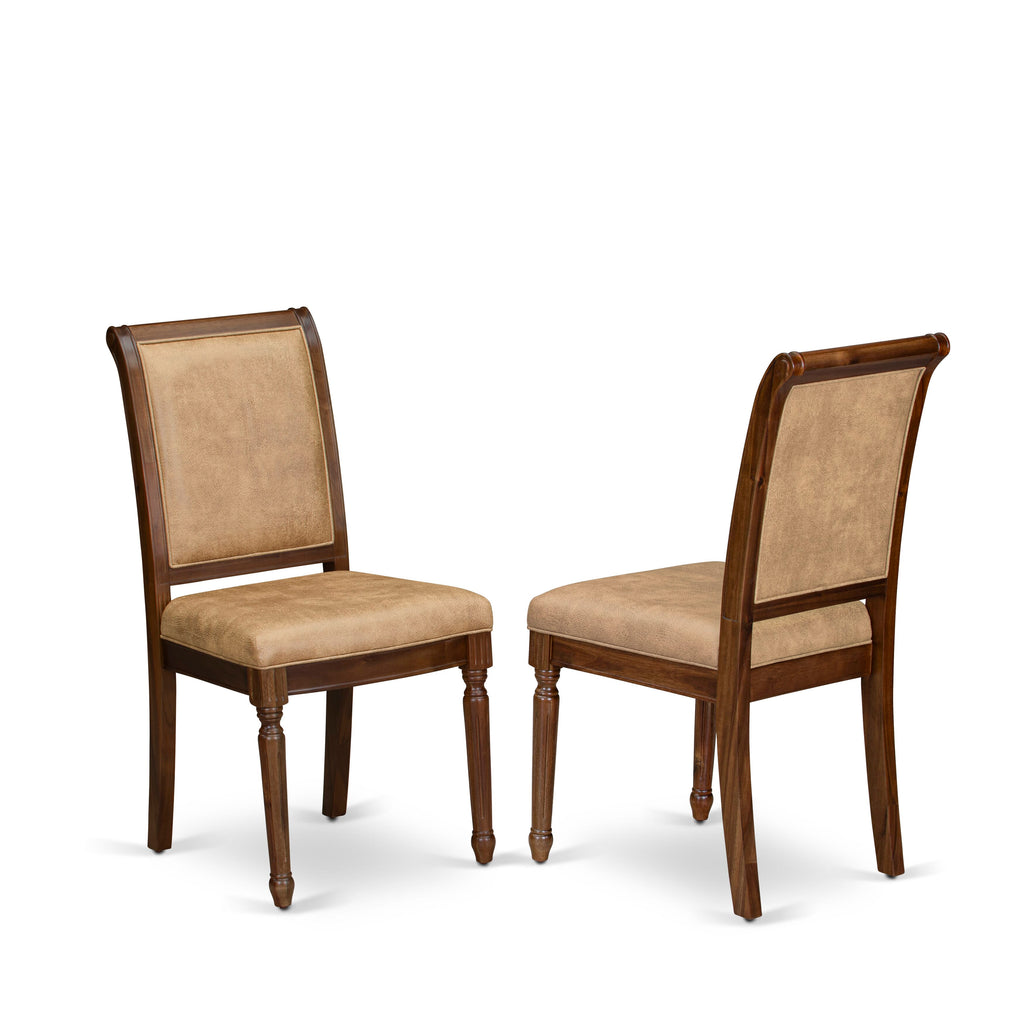 Luxe by East West Furniture - CYC-AWA-28 - Modern Dining Chairs with BeigePU Leather Padded Chairs, set of 2, Antique Walnut Finish