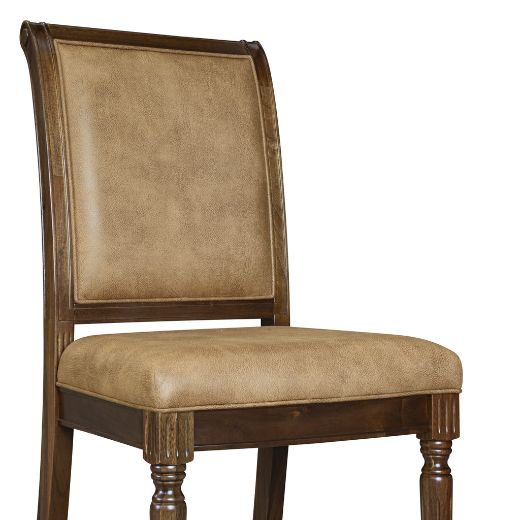Luxe by East West Furniture - CYC-AWA-28 - Modern Dining Chairs with BeigePU Leather Padded Chairs, set of 2, Antique Walnut Finish