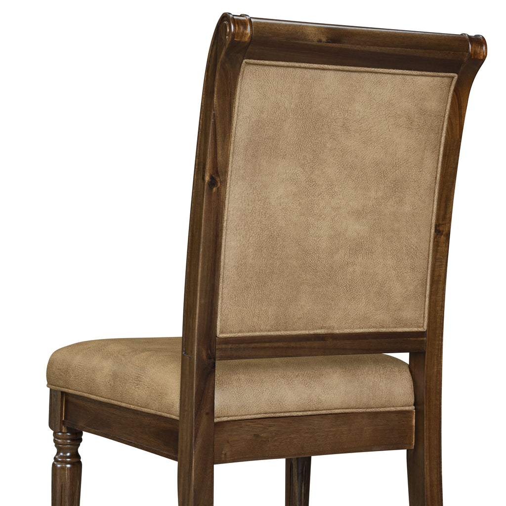 Luxe by East West Furniture - CYC-AWA-28 - Modern Dining Chairs with BeigePU Leather Padded Chairs, set of 2, Antique Walnut Finish