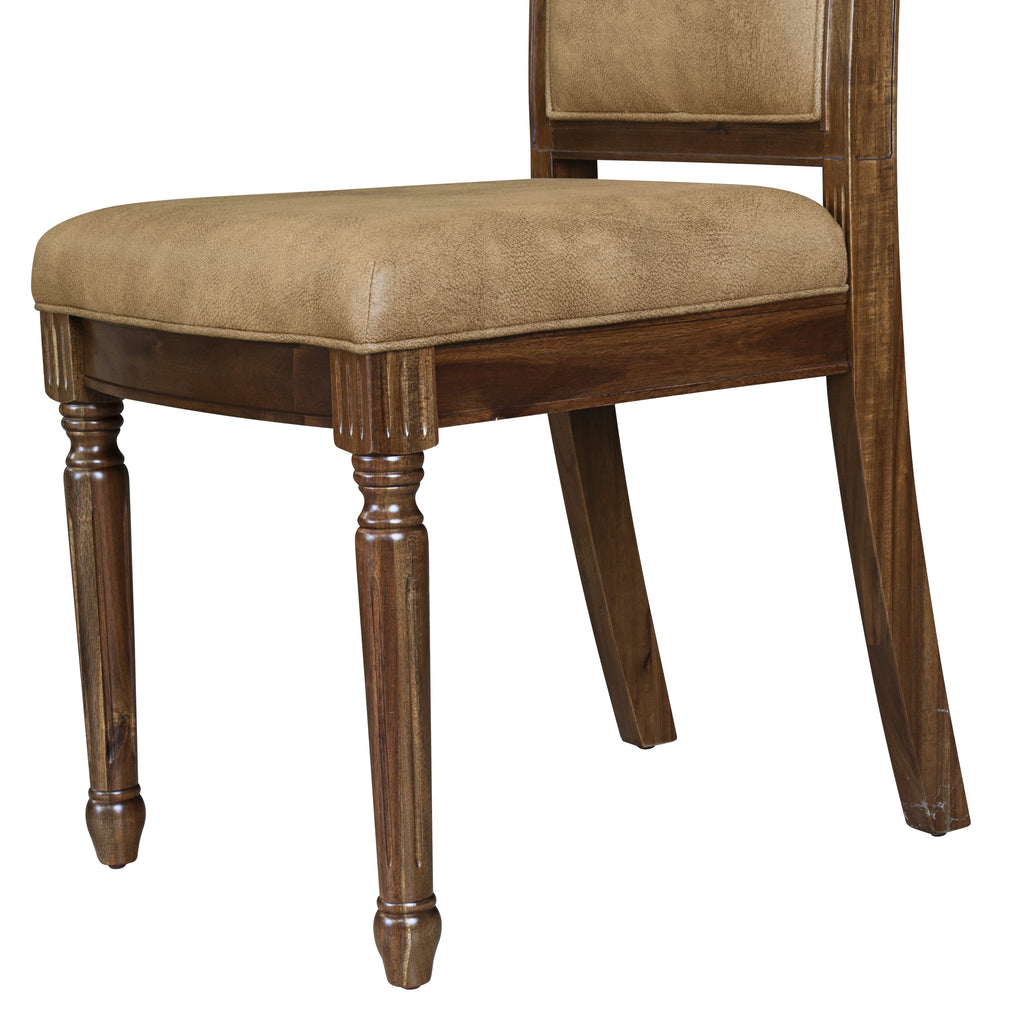 Luxe by East West Furniture NECY7-AWA-28 7-piece Kitchen Table Set includes a Modern Dining Table and 6 Beige PU Leather Dinner Chairs with High Back - Antique Walnut Finish